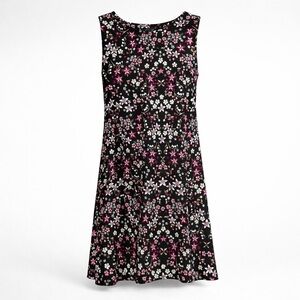Tommy Hilfiger Womens Sleeveless Floral Dress 14 Black Pink Romantic Goth